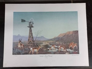 lot 31 image: Antelope in Ranch Country by Les Kouba
