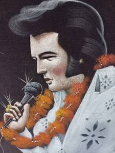 lot 50 image: Framed Elvis Velvet Art
