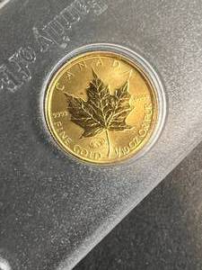 110TH OZ .9999 FINE GOLD MAPLE LEAF WITH CERTIFICATE