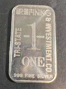 1 TROY OZ .999 FINE SILVER BAR