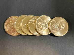 GROUP OF 6 UNC $1 US NATIVE AMERICAN COINS 2009-2014