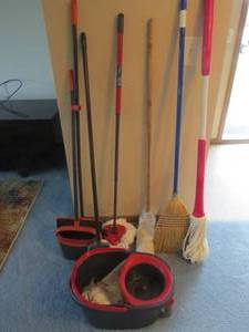 Mixed Lot of Brooms and Mops