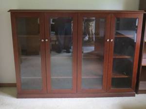 Three Shelf - Four Glass Door Cabinet - 74L  x  17D x 53H
