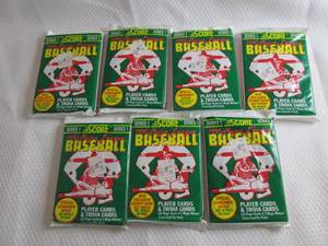 lot 88 image: 7 1991 Score Baseball Series 1 Pack...