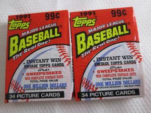 lot 135 image: 2 1991 Topps Cello Baseball Packs...