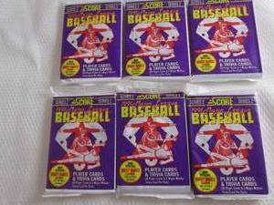 lot 165 image: 6 1991 Score Baseball Series 2 Pack...