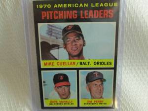 lot 188 image: 1971 Topps Jim Perry , Cuellar & Mc...