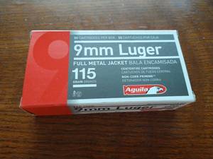 lot 58 image: 50 Rounds 9mm Luger FMJ Ammunition