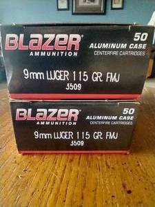 lot 61 image: 100 Rounds 9mm FMJ Ammunition