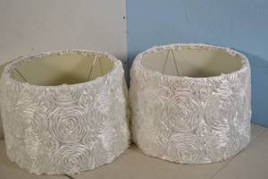 lot 37 image: 2ct White Floral Pattern Lamp Shades