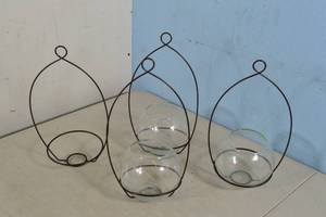 lot 79 image: Assorted Glass Vases  3ct Hanging Votive Globes