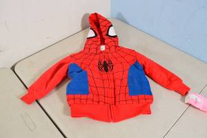 lot 154 image: MARVEL SPIDER-MAN Toddler Red Blue HOODED FLEECE Zip Jacket 18 Mths