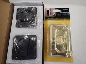 Delaney Black Square Pocket Door (1)&  Polished Brass Pocket Door (1)
