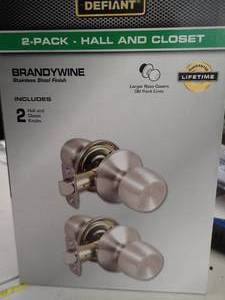 DEFIANT 2 PACK Hall & Closet  Stainless Steel Finish & KWIKSET Pull Only