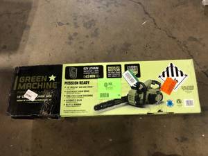 lot 19 image: Green Machine 62V Brushless 16 in. Battery Chainsaw Auto-tensioning system, easy trigger start with 4 Ah Battery and Charger  Customer Returns See Pictures