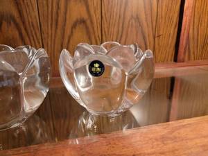 lot 53 image: Royal Coppenhagen & Orrefors Crystal Flower Candle Holders