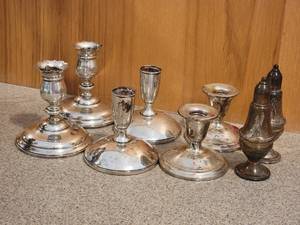 lot 5A image: Weighted Sterling Silver Candle Stands