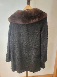 lot 71 image: Vintage Black Italian Lamb Jacket with Mink Collar