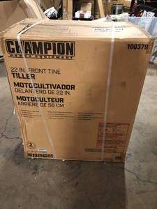 lot 1 image: Champion Power Equipment 22 in. 212cc 4-Stroke Gas Garden Front Tine Tiller with Forward and Reverse Customer Returns See Pictures