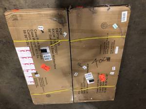 lot 13 image: Lot of 2 Husky 56 in. Stainless Steel Work Surface for Heavy Duty Welded Steel Garage Storage System Customer Returns See Pictures