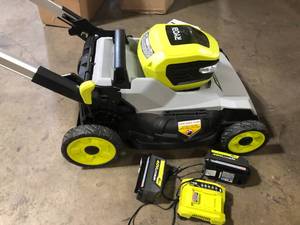 lot 20 image: RYOBI 40V HP Brushless 21 in. Cordless Battery Walk Behind Self-Propelled Lawn Mower with (2) 6.0 Ah Batteries and Charger Customer Returns See Pictures