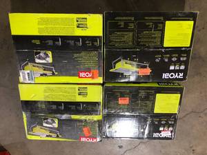 lot 31 image: Lot of 4 RYOBI 4.8 -Amps 7 in. Blade Corded Tabletop Wet Tile Saw   Customer Returns See Pictures