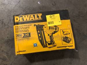 lot 36 image: DEWALT 20V MAX XR 16-Gauge Cordless Angled Finish Nailer Kit   Customer Returns See Pictures
