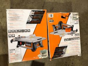 lot 40 image: Lot of 2 RIDGID 6.5 Amp 7 in. Blade Corded Table Top Wet Tile Saw  Customer Returns See Pictures