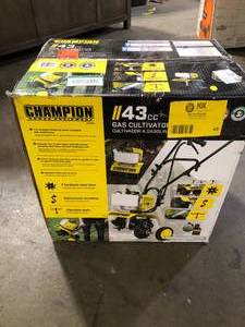 lot 45 image: Champion Power Equipment 9.5 in. Portable Gas Garden Tiller Cultivator Customer Returns See Pictures