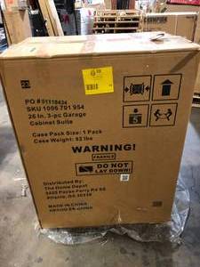 lot 48 image: Husky 3-Piece Ready-to-Assemble Steel Garage Workstation in Black (26.6 in. W x 69.5 in. H x 19.5 in. D) Customer Returns See Pictures