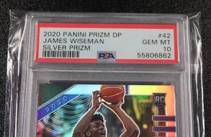 lot 18 image: 2020-21 Prizm Draft Silver James Wiseman #42 Rookie Card PSA 10