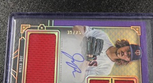 lot 26 image: 2022 Topps Triple Threads Dual Jersey Relic Autograph Joe Ryan #JR Rookie Card 3075  Only 75 Exist