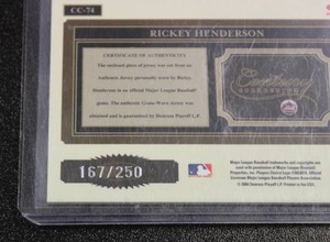 lot 36 image: 2004 Throwback Threads Century Collection Rickey Henderson Jersey Relic 167250  Only 250 Exist
