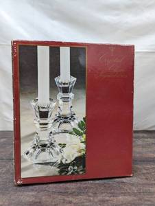 lot 68 image: Crystal Clear Signatures Pair Of Crystal Candleholders