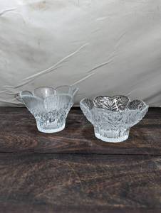 lot 73 image: Two Floral GlassCrystal Candleholders