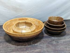lot 90 image: Six Wood Bowls