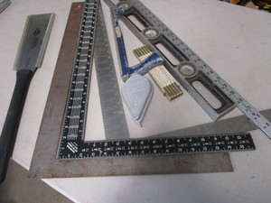 lot 139 image: Tools Level, Square, Saw