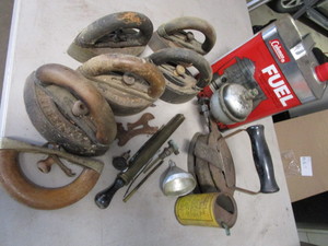 lot 264 image: Antique Gas Iron, Sad Irons