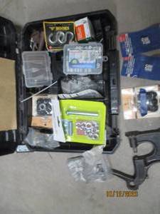 Assorted Tools and Hardware with Porter Cable Case