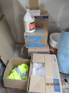 Multi fold towels, degreaser, urinal blocks and sanitary napkin liners