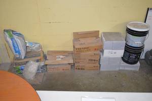 Assorted Masonry Materials Grout, Ceramic Tiles, Etc.