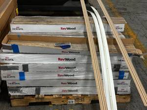 Palette of 27 Boxes of Rev Wood Hardwood Flooring  4 Trim Pieces