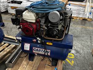 Industrial Compressor For Parts, Not Tested, Tank in Excellent Condition, With Hose, Squeegee, Assorted Nuts, etc. - See Pictures