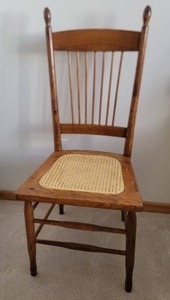 lot 54C image: Vintage Caned Seat Carved Accent Chair