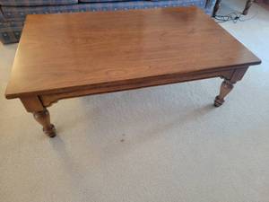lot 60 image: Chic Minimalist Carved Maple Hardwood Coffee Table