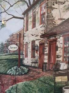 lot 61 image: Relaxing Country Fine Art Print - Blacksmith Shop Antiques - 104295 - Signed Pennsylvania Artist John Stevens