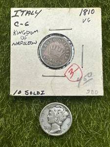 1810 Italian Coin & Mercury Dime