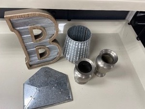 Letter B, silver vases, home decor...