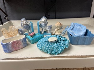Vintage Book Ends, Planters, ice ba...