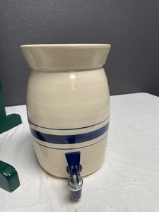 Water Crock with Green wood stand...